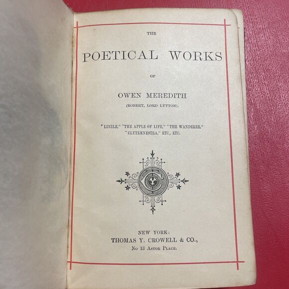 Owen Meredith Poetical Works Antique Book Decorative Gilt Cloth Lord Lytton - Picture 12 of 13